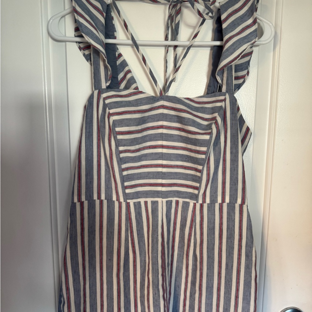 BCBGMaxAzria Blue and Red Striped Dress